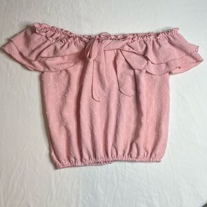 Pink Off-Shoulder Ruffle Top